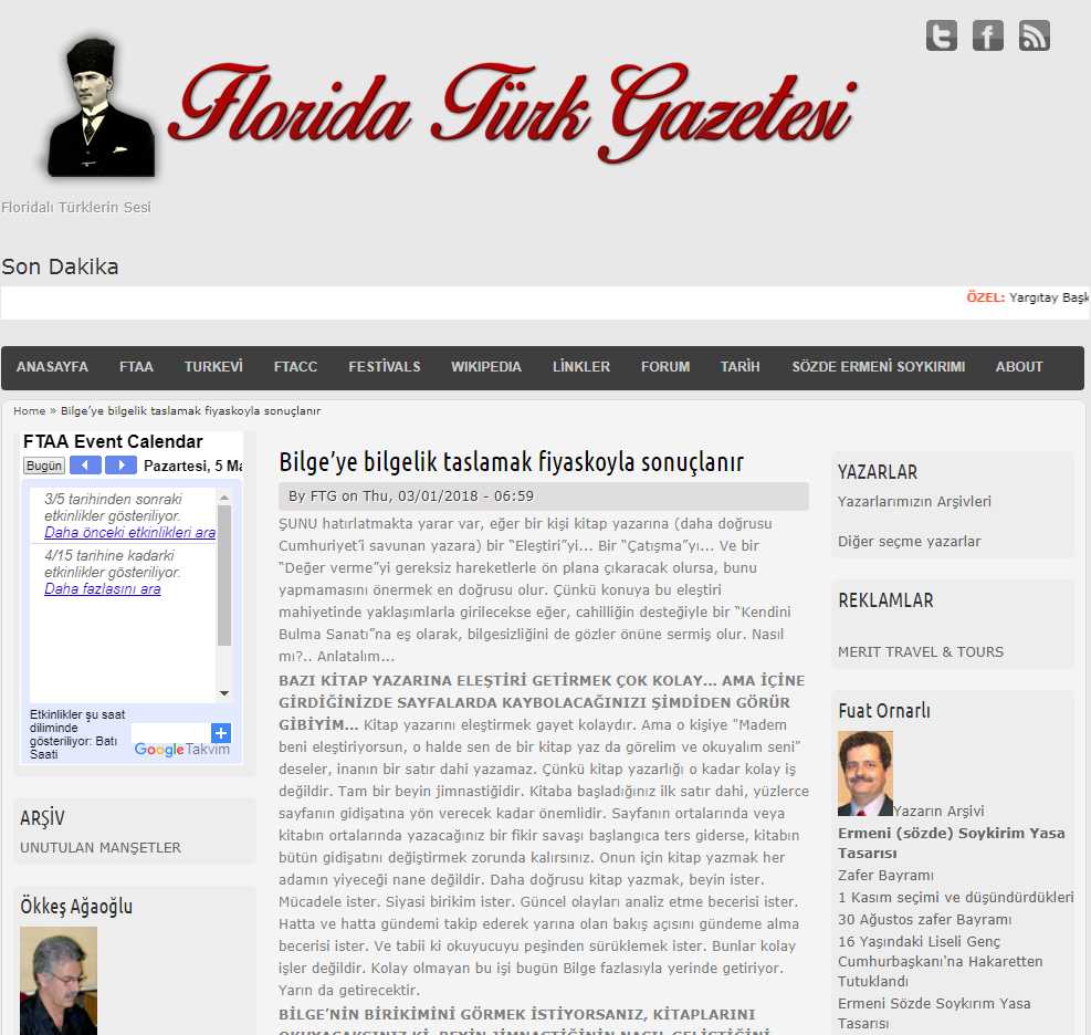 Florida Türk-Bilge’ye Bilgelik Taslamak Fiyaskoyla Sonuçlanır